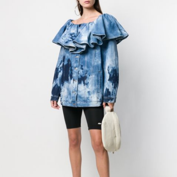 Coats | Msgm Ruffled Neck Denim Jacket 